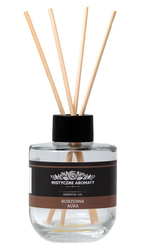 Zapach do pokoju Korzenna Aura z patyczkami - aromaty korzenne drzewne z nutą odświeżenia