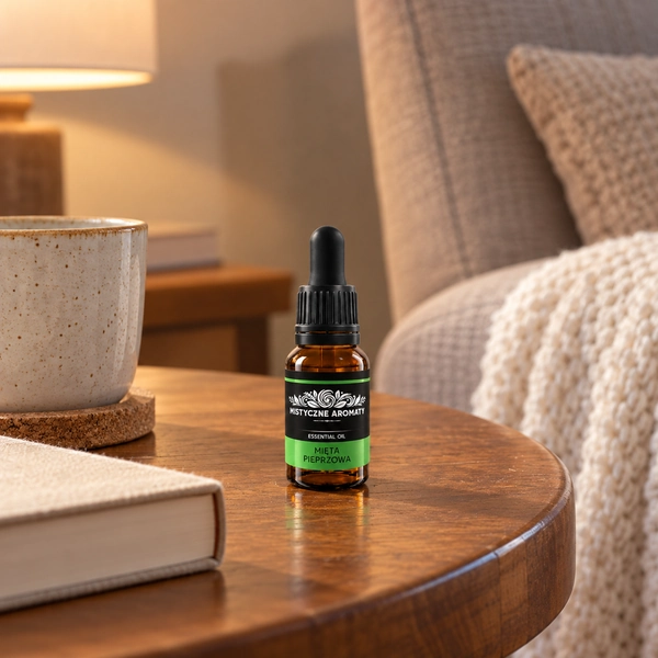 Mięta Pieprzowa - naturalny olejek z mięty pieprzowej - produkt w domowej aranżacji