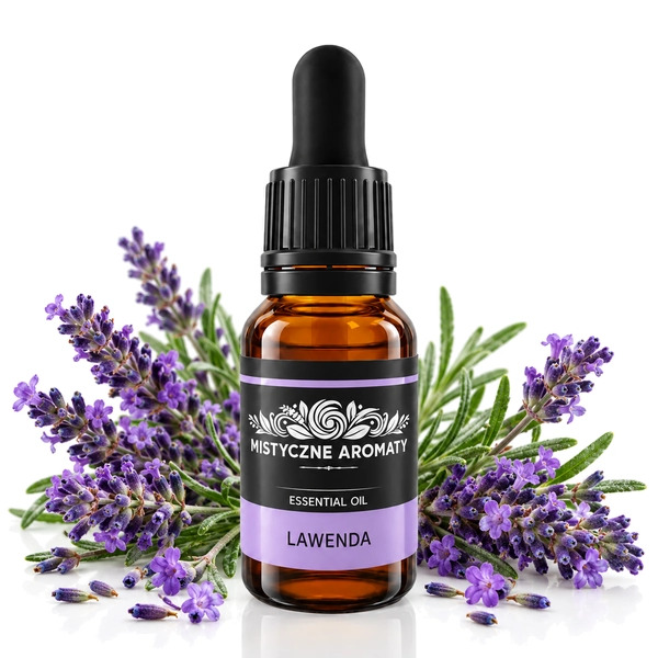 Lawenda - Olejek lawendowy naturalny - aromaty kwiatowe zielne - produkt na dopasowanym tle