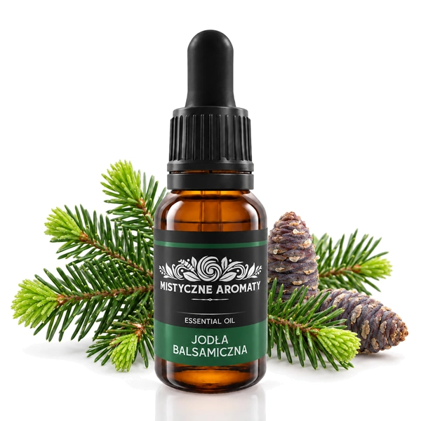 Jodła Balsamiczna - naturalny olejek jodły balsamicznej Abies balsamea - produkt na dopasowanym tle