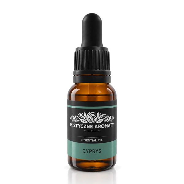 Cyprys - naturalny olejek cyprysowy Cupressus sempervirens - opakowanie produktu na jasnym tle