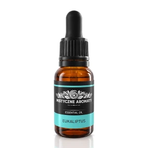 Eukaliptus - naturalny olejek eukaliptusowy Eucalyptus Globulus - opakowanie produktu na jasnym tle