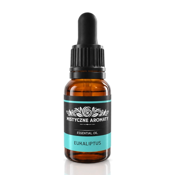 Eukaliptus - naturalny olejek eukaliptusowy Eucalyptus Globulus - opakowanie produktu na jasnym tle