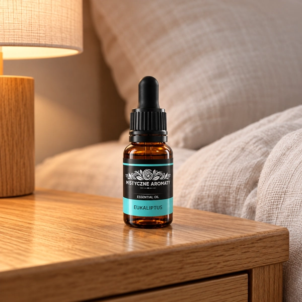 Eukaliptus - naturalny olejek eukaliptusowy Eucalyptus Globulus - produkt w domowej aranżacji