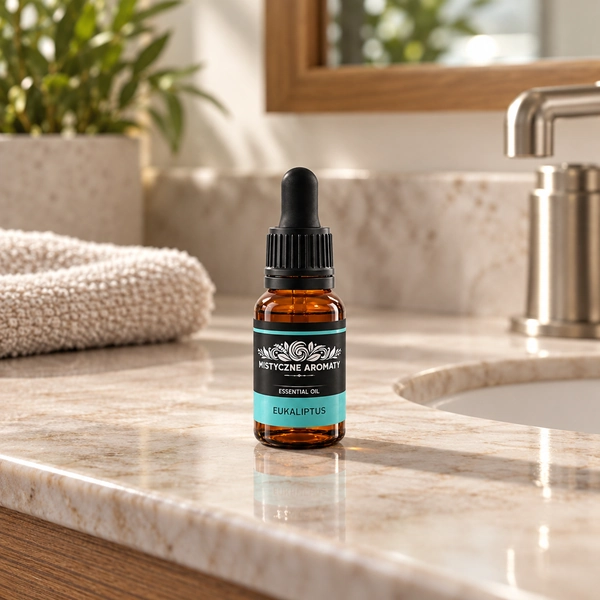 Eukaliptus - naturalny olejek eukaliptusowy Eucalyptus Globulus - produkt w domowej aranżacji