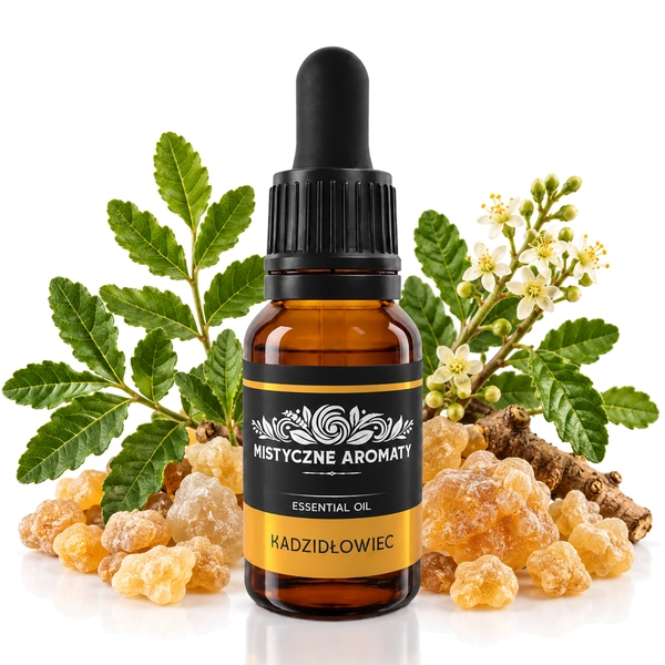 Kadzidłowiec - naturalny olejek kadzidłowca Boswellia carterii - produkt na dopasowanym tle