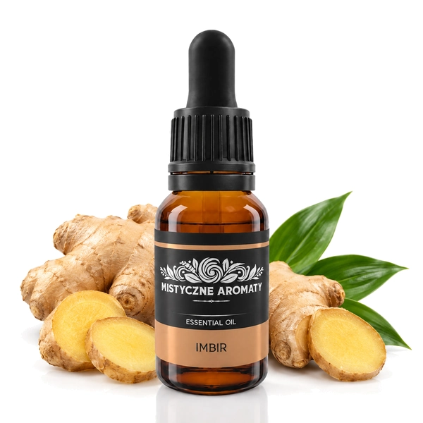 Imbir - naturalny olejek imbirowy / z imbiru Zingiber officinale - produkt na dopasowanym tle
