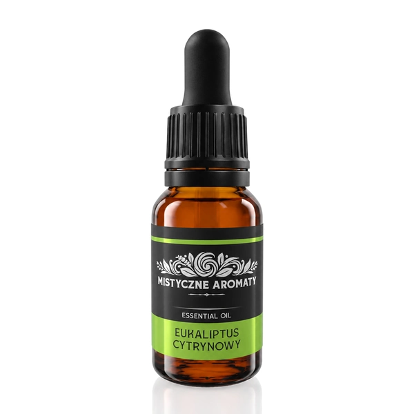 Eukaliptus Cytrynowy - naturalny olejek eukaliptusowy Eucalyptus citriodora - opakowanie produktu na jasnym tle