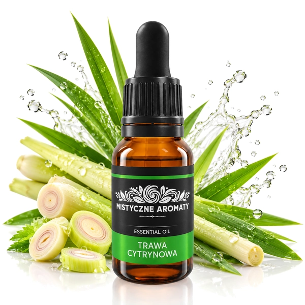 Trawa Cytrynowa - naturalny olejek z trawy cytrynowej Cymbopogon Citratus - produkt na dopasowanym tle