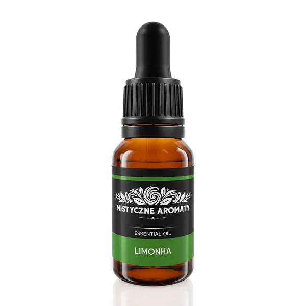 Limonka - naturalny olejek z limonki limonkowy Citrus aurantifolia - opakowanie produktu na jasnym tle