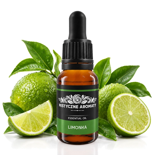 Limonka - naturalny olejek z limonki limonkowy Citrus aurantifolia - produkt na dopasowanym tle