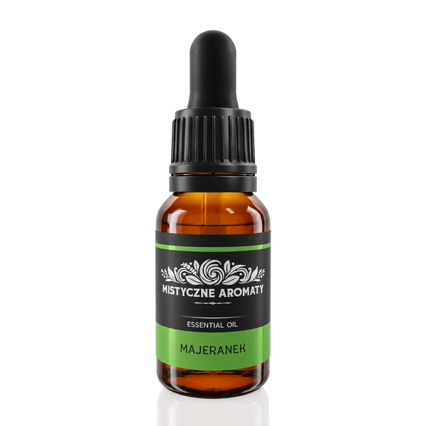 Majeranek - naturalny olejek majeranku majerankowy Origanum majorana - opakowanie produktu na jasnym tle