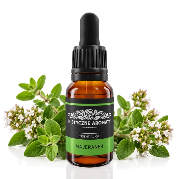 Majeranek - naturalny olejek majeranku majerankowy Origanum majorana - produkt na dopasowanym tle