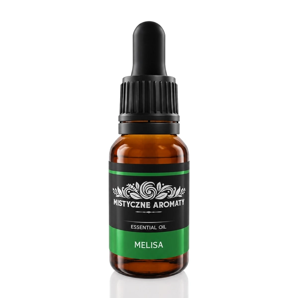 Melisa - naturalny olejek z melisy melisowy Melissa officinalis - opakowanie produktu na jasnym tle