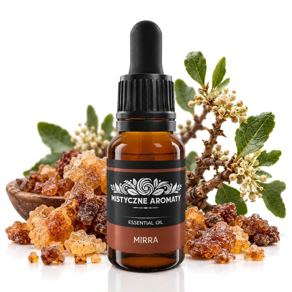 Mirra - naturalny olejek mirry mirrowy Commiphora myrrha - produkt na dopasowanym tle