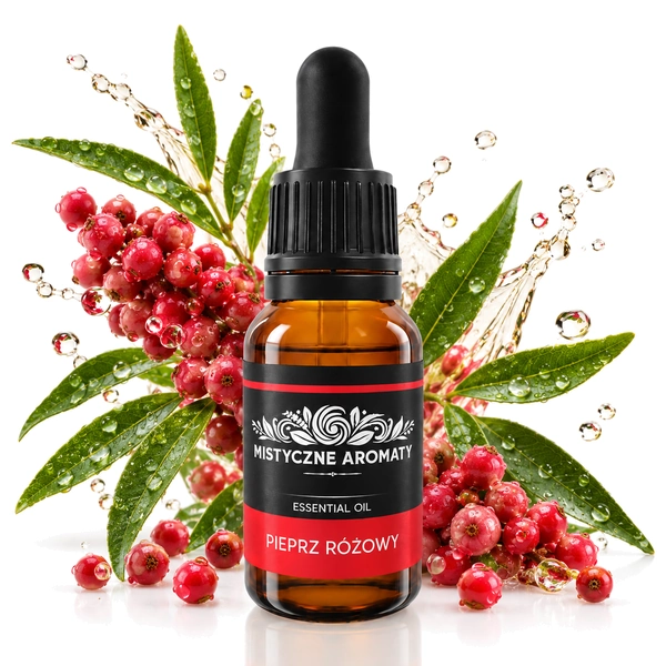 Różowy Pieprz - naturalny olejek różowego pieprzu Schinus molle​ - produkt na dopasowanym tle