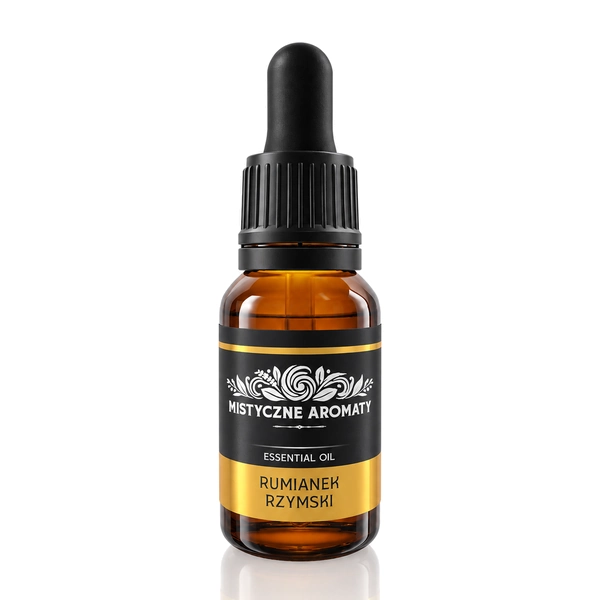 Rumianek Rzymski Roman Chamomile - naturalny olejek rumianku rzymskiego Anthemis nobils - opakowanie produktu na jasnym tle