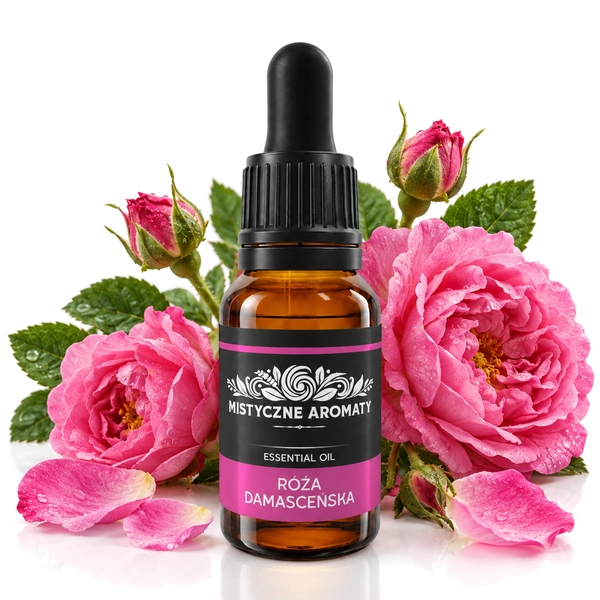 Róża Damasceńska - naturalny absolut z kwiatów róży damasceńskiej Rosa damascena - produkt na dopasowanym tle