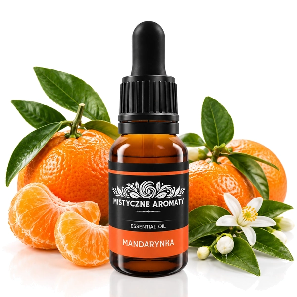 Mandarynka - naturalny olejek mandarynkowy mandarynki Citrus reticulata - produkt na dopasowanym tle