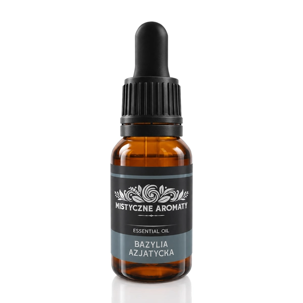 Bazylia Azjatycka - naturalny olejek bazylii azjatyckiej tulsi święta Ocimum tenuiflorum - opakowanie produktu na jasnym tle