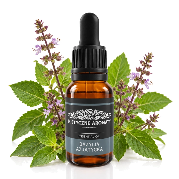 Bazylia Azjatycka - naturalny olejek bazylii azjatyckiej tulsi święta Ocimum tenuiflorum - produkt na dopasowanym tle