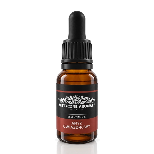 Anyż Gwiazdkowy - 100% naturalny olejek z anyżu gwiazdkowego Illicium verum - opakowanie produktu na jasnym tle