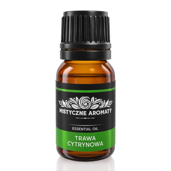 Trawa Cytrynowa - naturalny olejek z trawy cytrynowej Cymbopogon Citratus - opakowanie produktu na jasnym tle