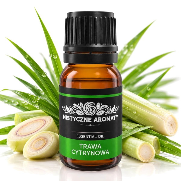 Trawa Cytrynowa - naturalny olejek z trawy cytrynowej Cymbopogon Citratus - produkt na dopasowanym tle