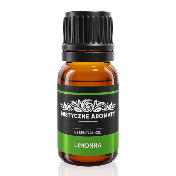 Limonka - naturalny olejek z limonki limonkowy Citrus aurantifolia - opakowanie produktu na jasnym tle