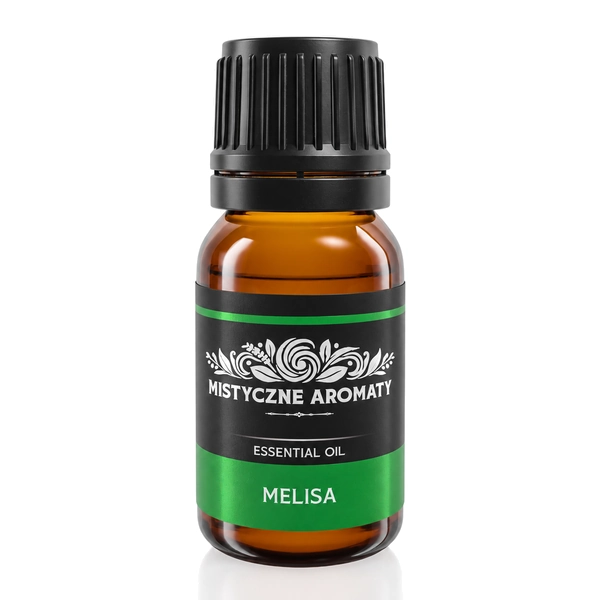 Melisa - naturalny olejek z melisy melisowy Melissa officinalis - opakowanie produktu na jasnym tle