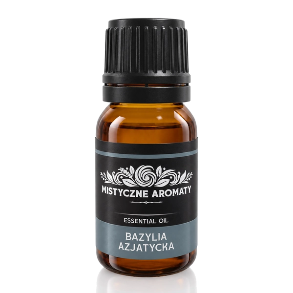 Bazylia Azjatycka - naturalny olejek bazylii azjatyckiej tulsi święta Ocimum tenuiflorum - opakowanie produktu na jasnym tle
