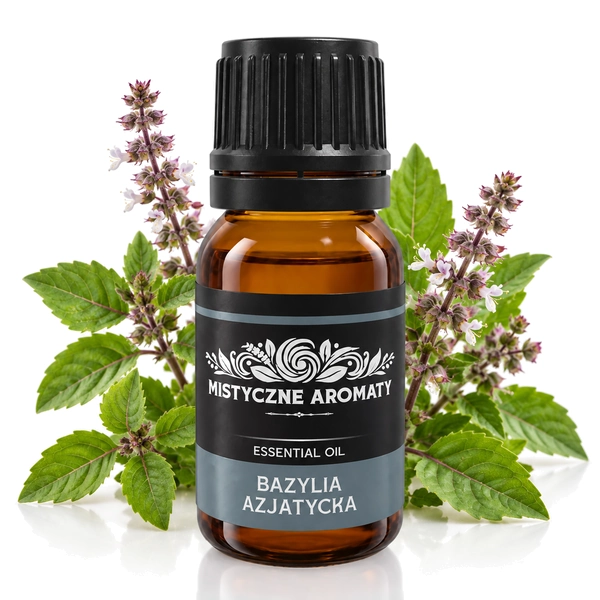 Bazylia Azjatycka - naturalny olejek bazylii azjatyckiej tulsi święta Ocimum tenuiflorum - produkt na dopasowanym tle