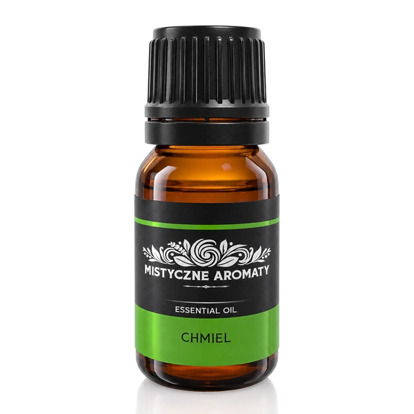 Chmiel - naturalny olejek eteryczny chmielowy Humulus lupulus - opakowanie produktu na jasnym tle