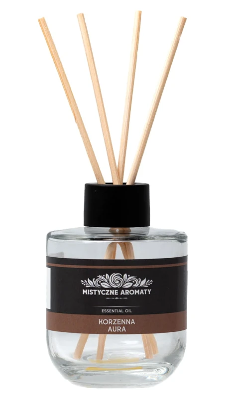 Zapach do pokoju Korzenna Aura z patyczkami - aromaty korzenne drzewne z nutą odświeżenia